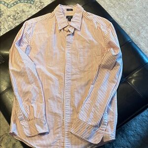 J. Crew Pink and White Striped Button-Down Shirt